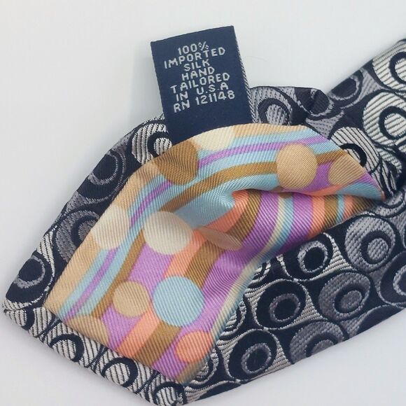Ted Baker London 100% Imported Silk Men's Neck Tie Hand Tailored USA Black Gray - Picture 3 of 4